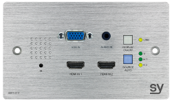 Nadajnik ścienny SY MFT-31V-W 2x HDMI, 1x VGA i Audio (Szczotkowane aluminium) UK zestaw