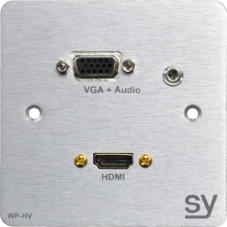 Panel ścienny SY WP-HV-BA 1x HDMI, 1x VGA i Audio (Szczotkowane aluminium) UK