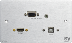 Panel ścienny SY WP-HVU-BA 1x HDMI, 1x VGA i Audio, 1x USB-B  (Szczotkowane aluminium) UK