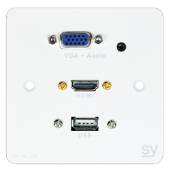 Panel ścienny SY WP-HVU-SW 1x HDMI, 1x VGA i Audio, 1x USB-A (Biały) UK